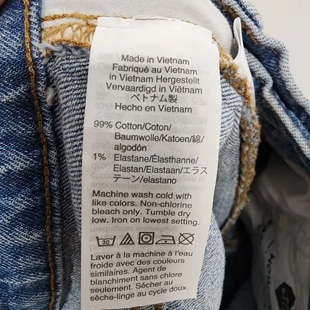 Madewell Womens Perfect Fit Vintage Crop Jeans 26x24 Blue Raw Hem Whiskering